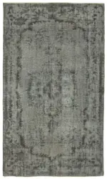 Oyma Gri Pamuk Üzerine Yün El Dokuma Kilim-169x287