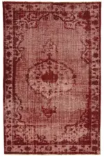 Oyma Kırmızı Pamuk Üzerine Yün El Dokuma Kilim-174x265