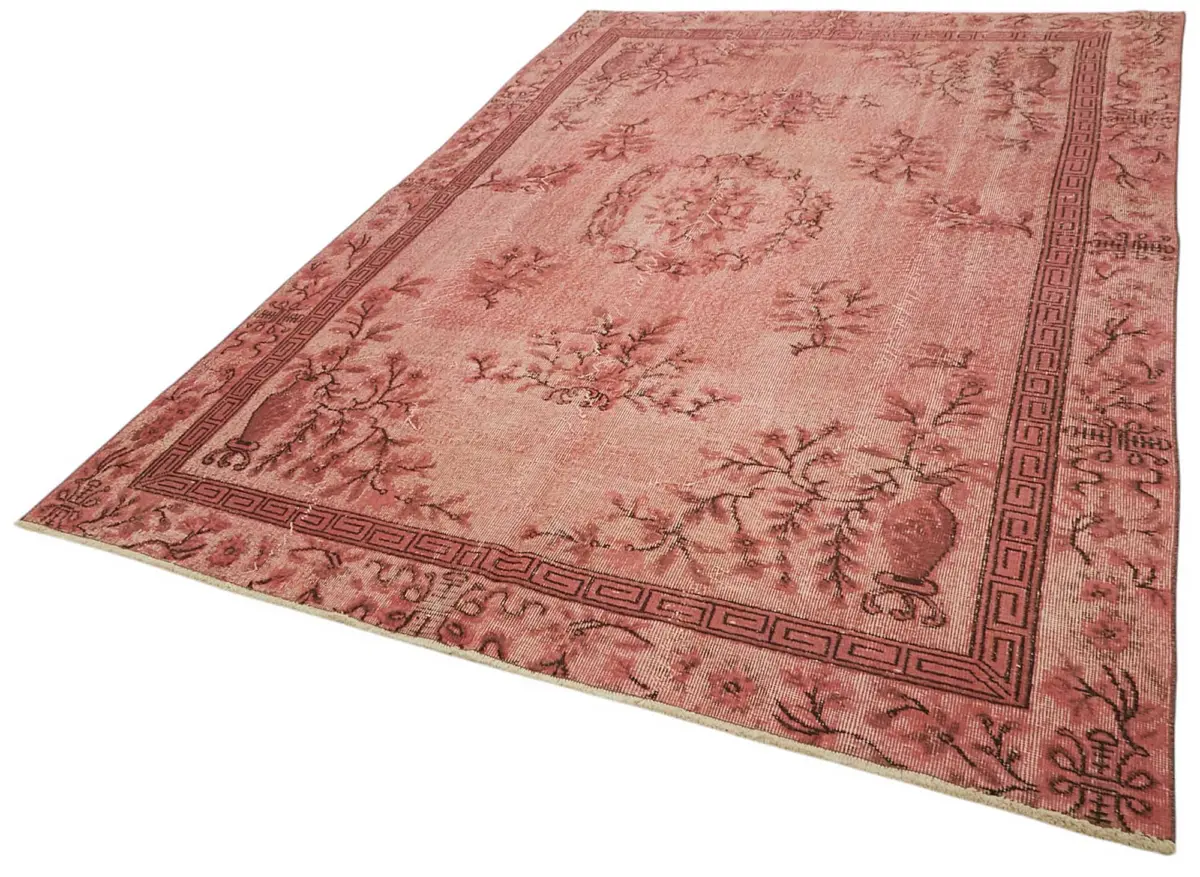 Oyma Pembe Pamuk Üzerine Yün El Dokuma Kilim-201x302 - Görsel 3