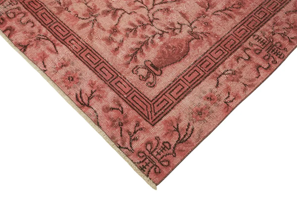 Oyma Pembe Pamuk Üzerine Yün El Dokuma Kilim-201x302 - Görsel 4
