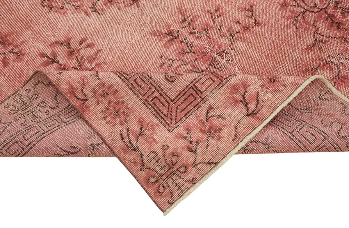 Oyma Pembe Pamuk Üzerine Yün El Dokuma Kilim-201x302 - Görsel 6