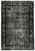 Oyma Siyah Pamuk Üzerine Yün El Dokuma Kilim-201x296