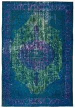 Oyma Mavi Pamuk Üzerine Yün El Dokuma Kilim-228x334