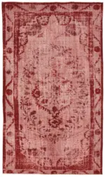 Oyma Kırmızı Pamuk Üzerine Yün El Dokuma Kilim-175x295