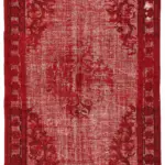 Oyma Kırmızı Pamuk Üzerine Yün El Dokuma Kilim-153x255