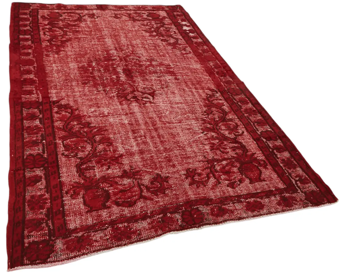 Oyma Kırmızı Pamuk Üzerine Yün El Dokuma Kilim-153x255 - Görsel 2