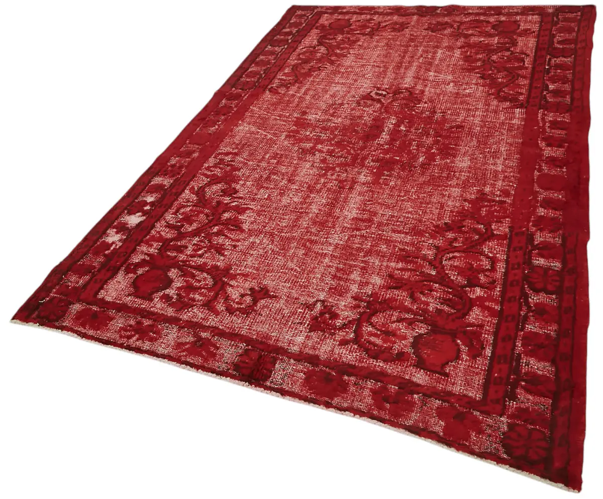 Oyma Kırmızı Pamuk Üzerine Yün El Dokuma Kilim-153x255 - Görsel 3