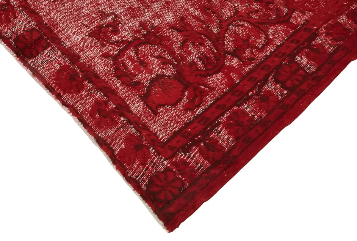 Oyma Kırmızı Pamuk Üzerine Yün El Dokuma Kilim-153x255 - Görsel 4