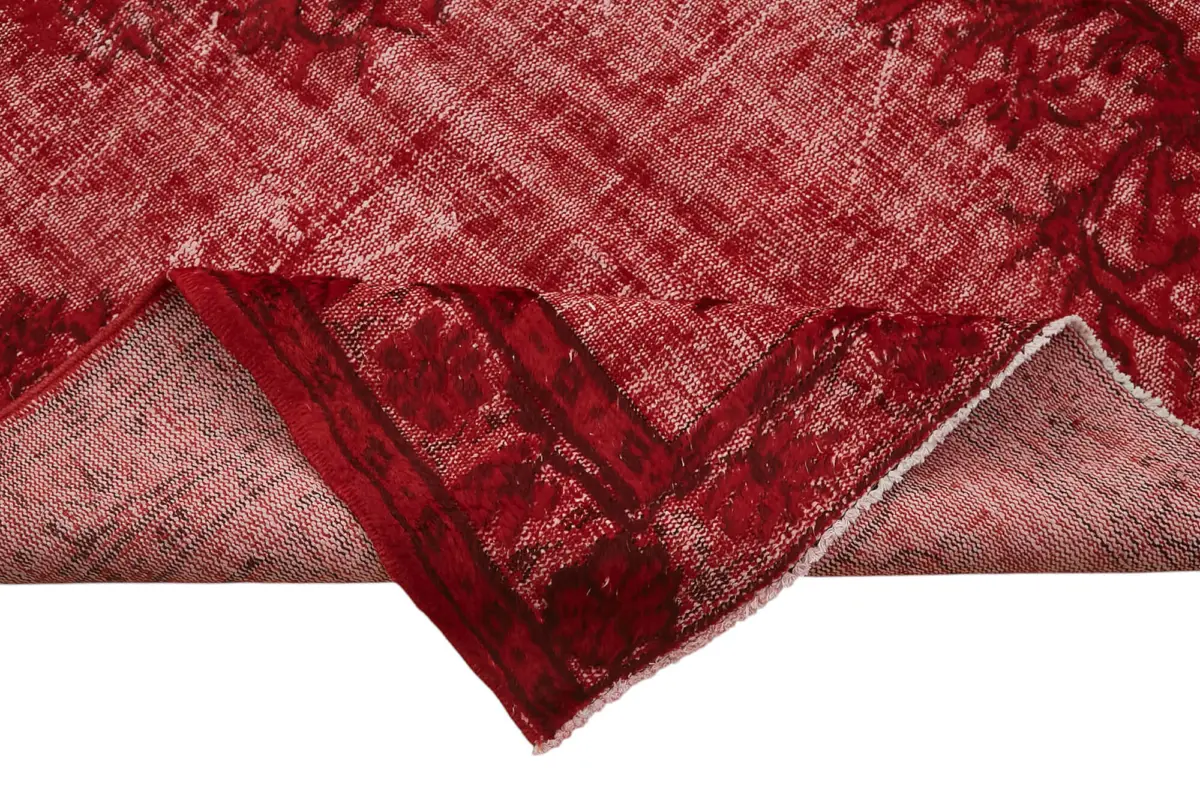 Oyma Kırmızı Pamuk Üzerine Yün El Dokuma Kilim-153x255 - Görsel 6