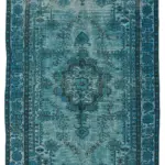 Oyma Turkuaz Pamuk Üzerine Yün El Dokuma Kilim-148x261