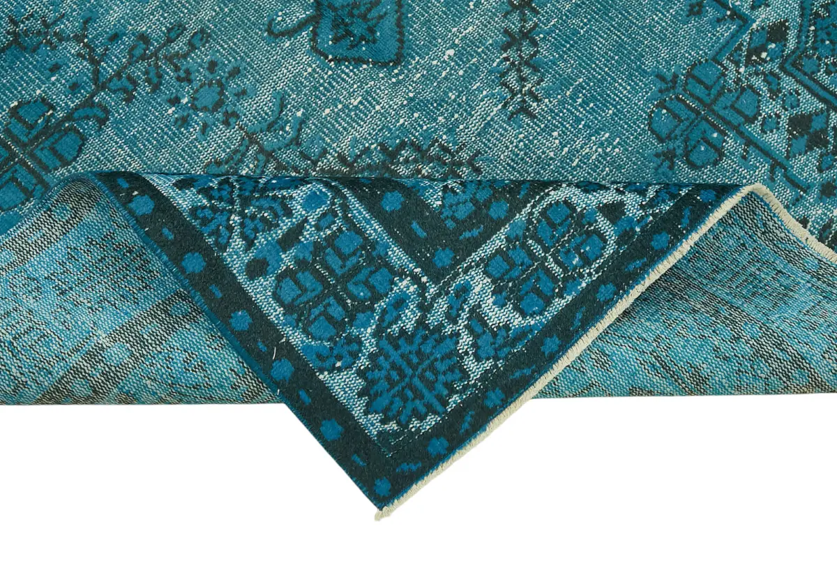 Oyma Turkuaz Pamuk Üzerine Yün El Dokuma Kilim-148x261 - Görsel 6