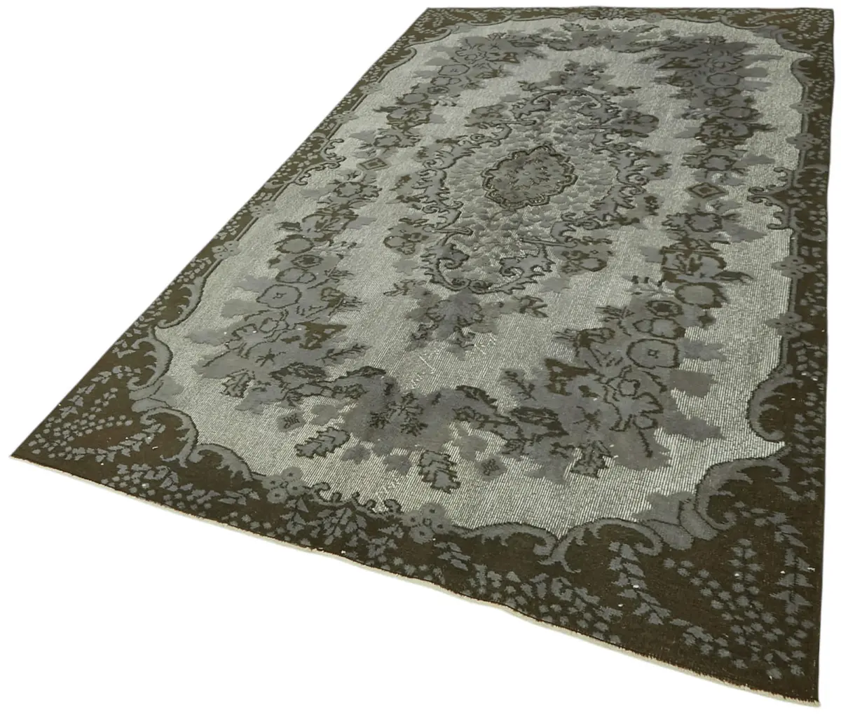 Oyma Gri Pamuk Üzerine Yün El Dokuma Kilim-183x300 - Görsel 3