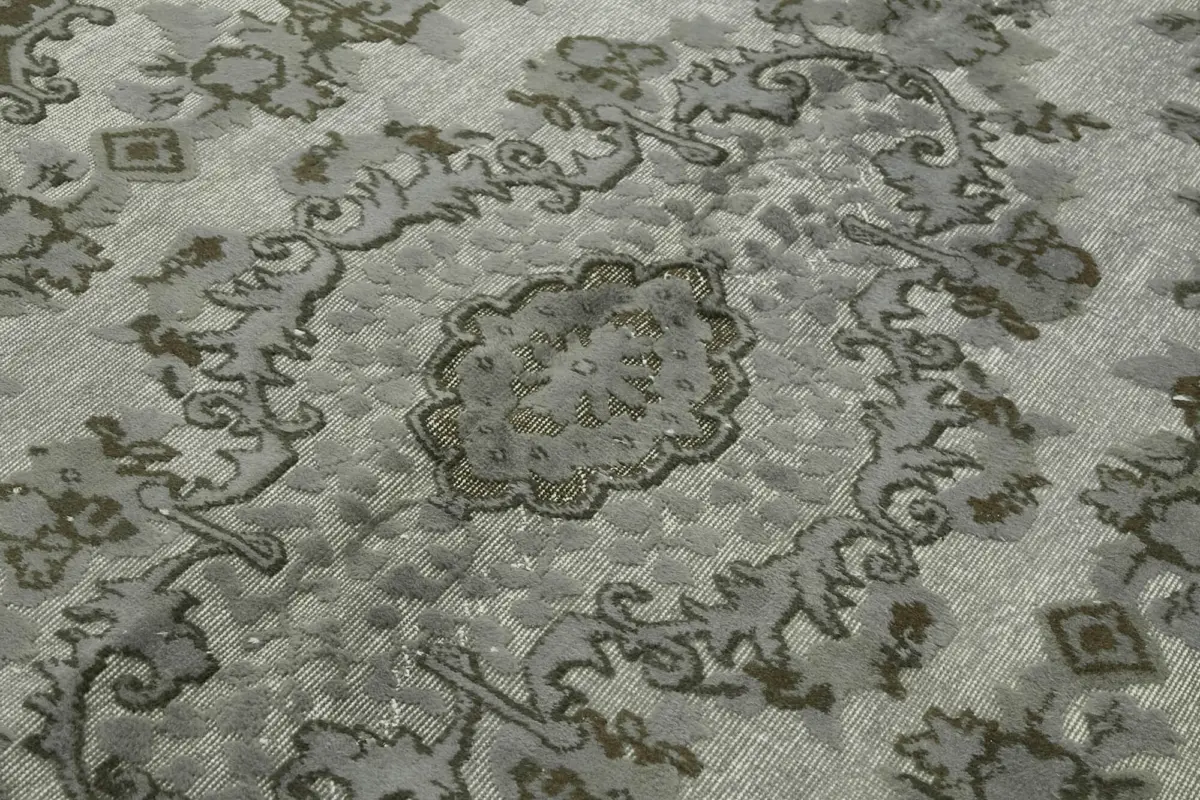 Oyma Gri Pamuk Üzerine Yün El Dokuma Kilim-183x300 - Görsel 5