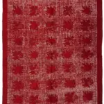 Oyma Kırmızı Pamuk Üzerine Yün El Dokuma Kilim-218x317