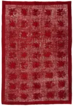 Oyma Kırmızı Pamuk Üzerine Yün El Dokuma Kilim-218x317