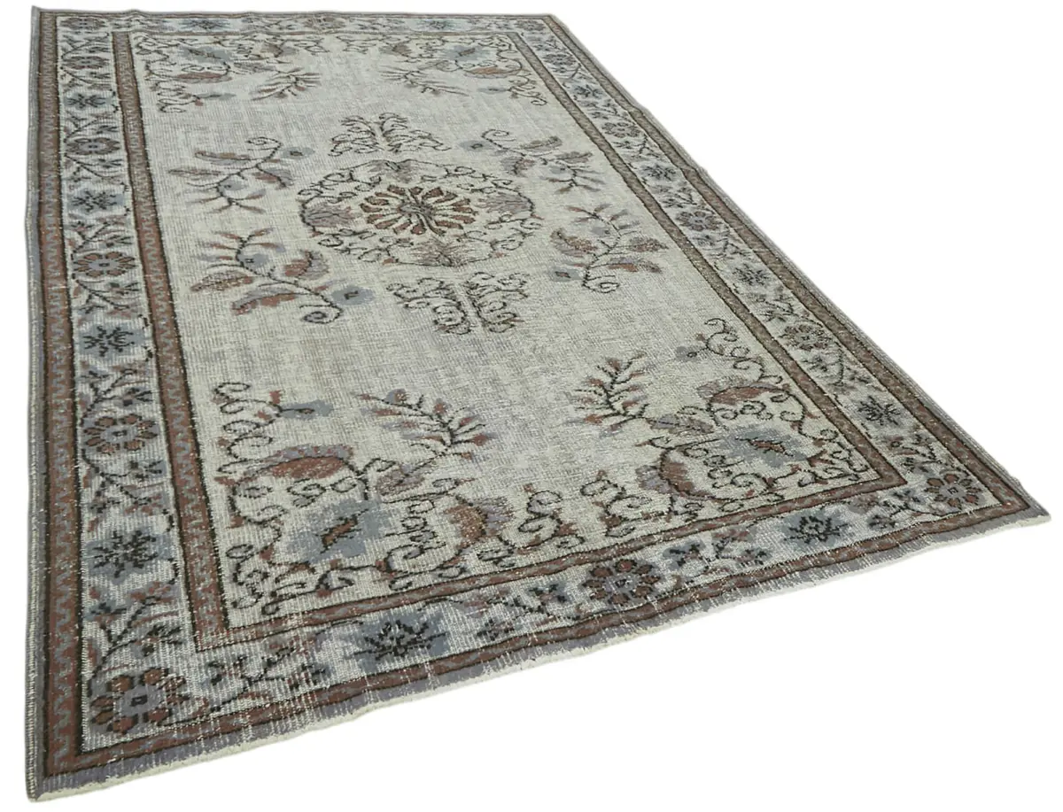 Oyma Gri Pamuk Üzerine Yün El Dokuma Kilim-183x287 - Görsel 2