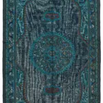 Oyma Mavi Pamuk Üzerine Yün El Dokuma Kilim-206x332
