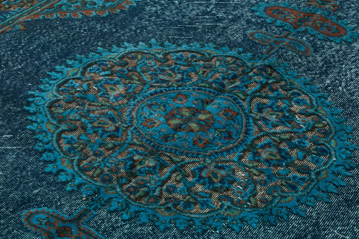 Oyma Mavi Pamuk Üzerine Yün El Dokuma Kilim-206x332 - Görsel 5