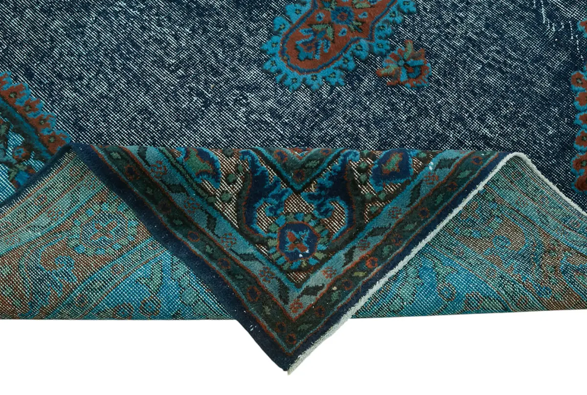 Oyma Mavi Pamuk Üzerine Yün El Dokuma Kilim-206x332 - Görsel 6