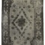 Oyma Gri Pamuk Üzerine Yün El Dokuma Kilim-125x242