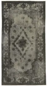 Oyma Gri Pamuk Üzerine Yün El Dokuma Kilim-125x242