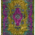 Oyma Yeşil Pamuk Üzerine Yün El Dokuma Kilim-218x318