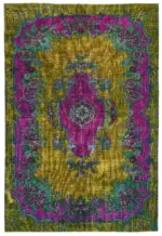 Oyma Yeşil Pamuk Üzerine Yün El Dokuma Kilim-218x318