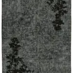 Oyma Siyah Pamuk Üzerine Yün El Dokuma Kilim-164x280