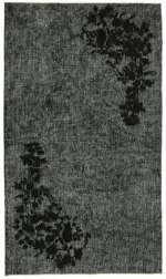 Oyma Siyah Pamuk Üzerine Yün El Dokuma Kilim-164x280