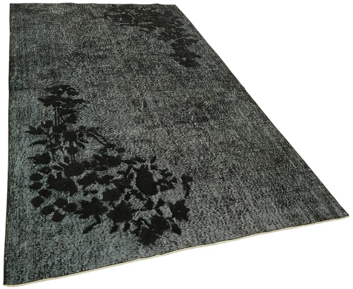 Oyma Siyah Pamuk Üzerine Yün El Dokuma Kilim-164x280 - Görsel 2