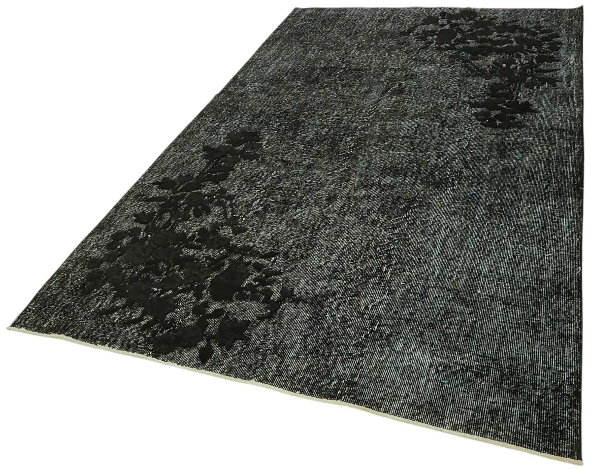 Oyma Siyah Pamuk Üzerine Yün El Dokuma Kilim-164x280 - Görsel 3