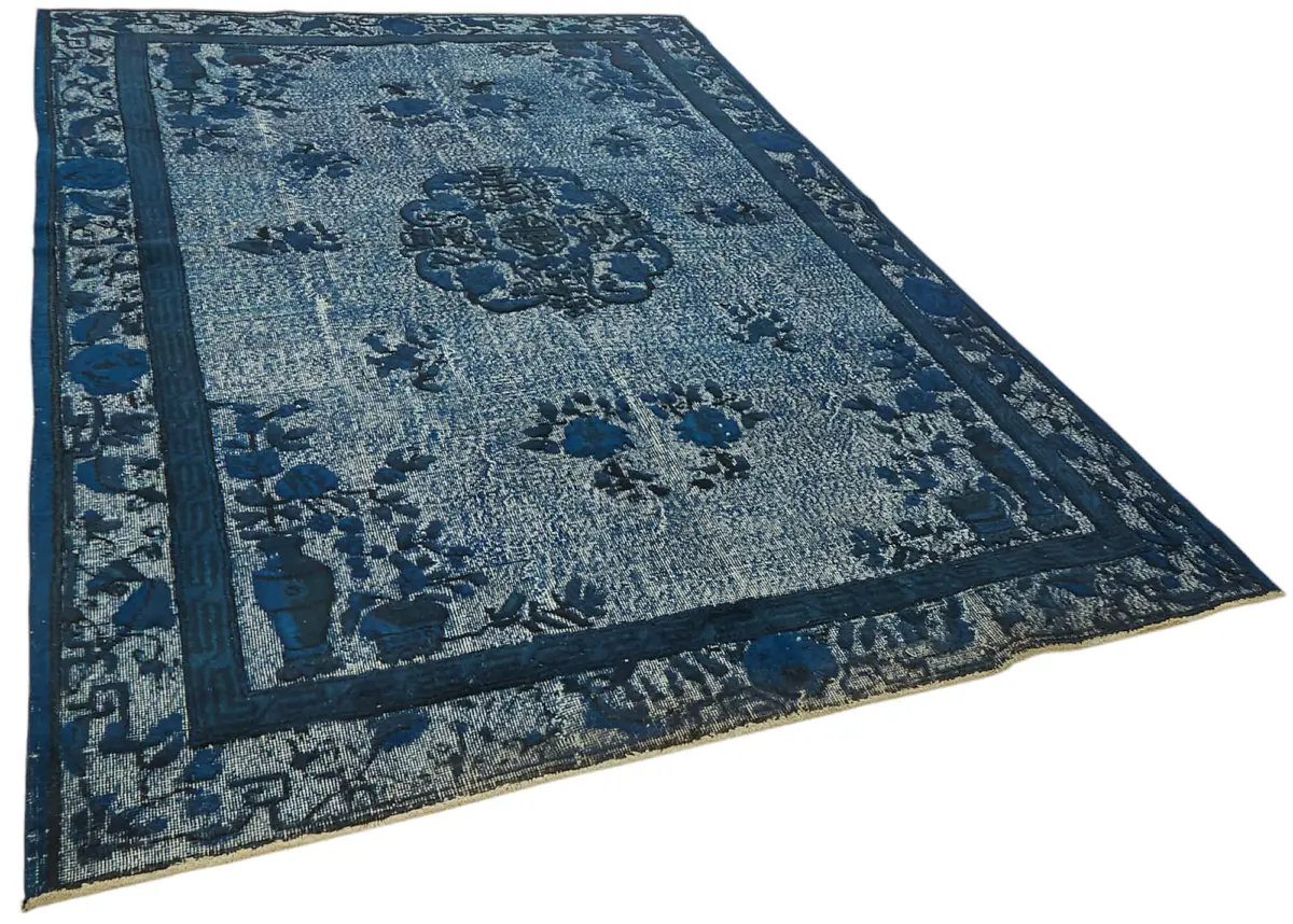 Oyma Mavi Pamuk Üzerine Yün El Dokuma Kilim-209x324 - Görsel 2