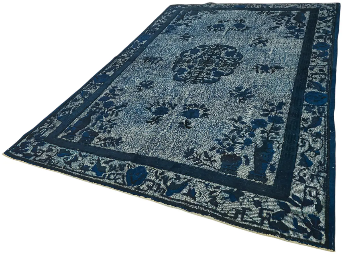 Oyma Mavi Pamuk Üzerine Yün El Dokuma Kilim-209x324 - Görsel 3