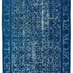 Oyma Mavi Pamuk Üzerine Yün El Dokuma Kilim-156x243