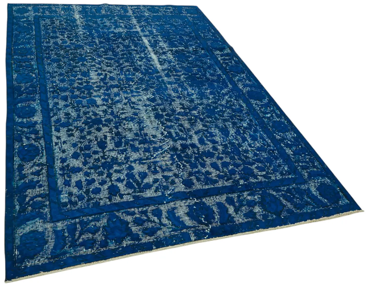 Oyma Mavi Pamuk Üzerine Yün El Dokuma Kilim-156x243 - Görsel 2