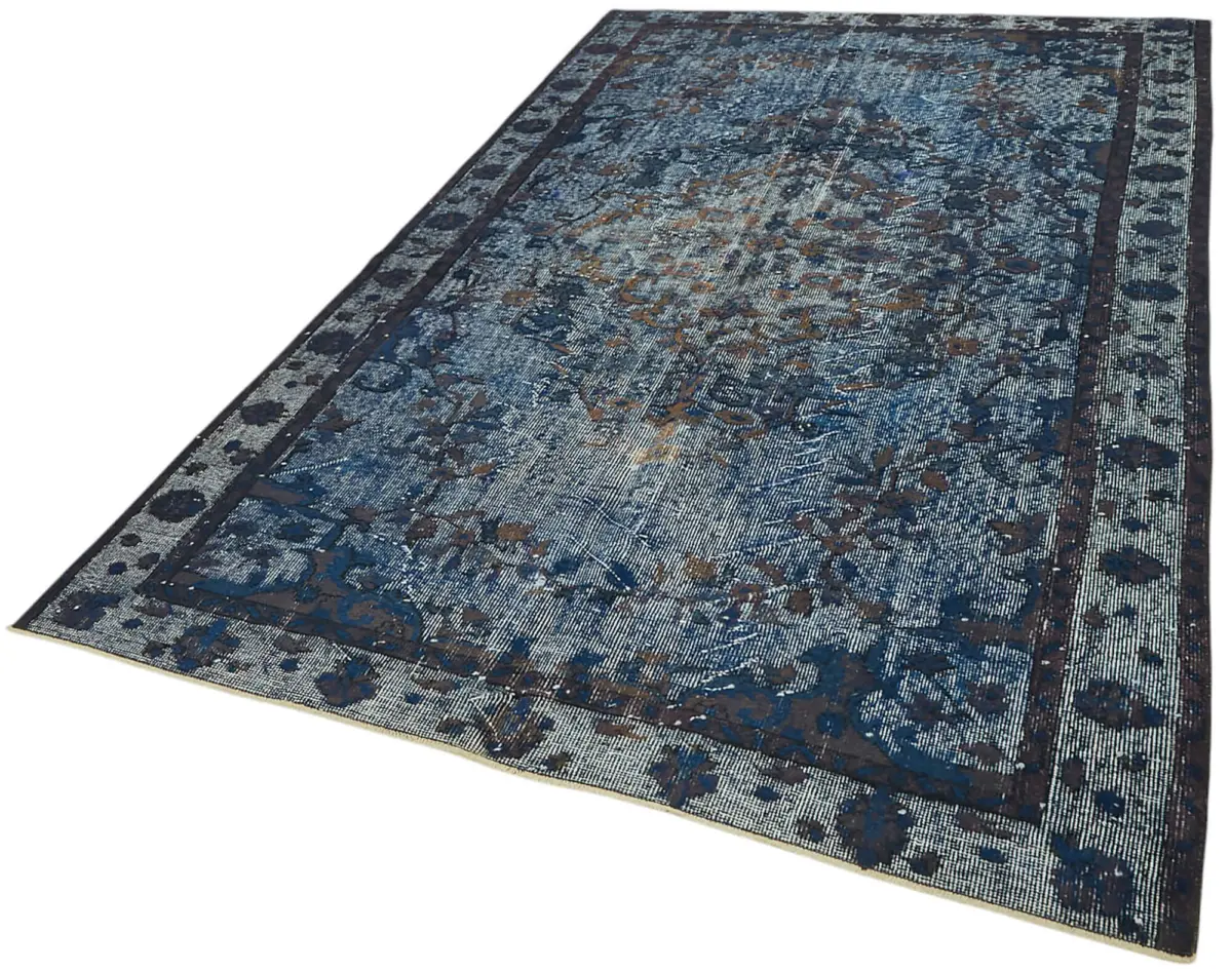 Oyma Mavi Pamuk Üzerine Yün El Dokuma Kilim-171x286 - Görsel 3