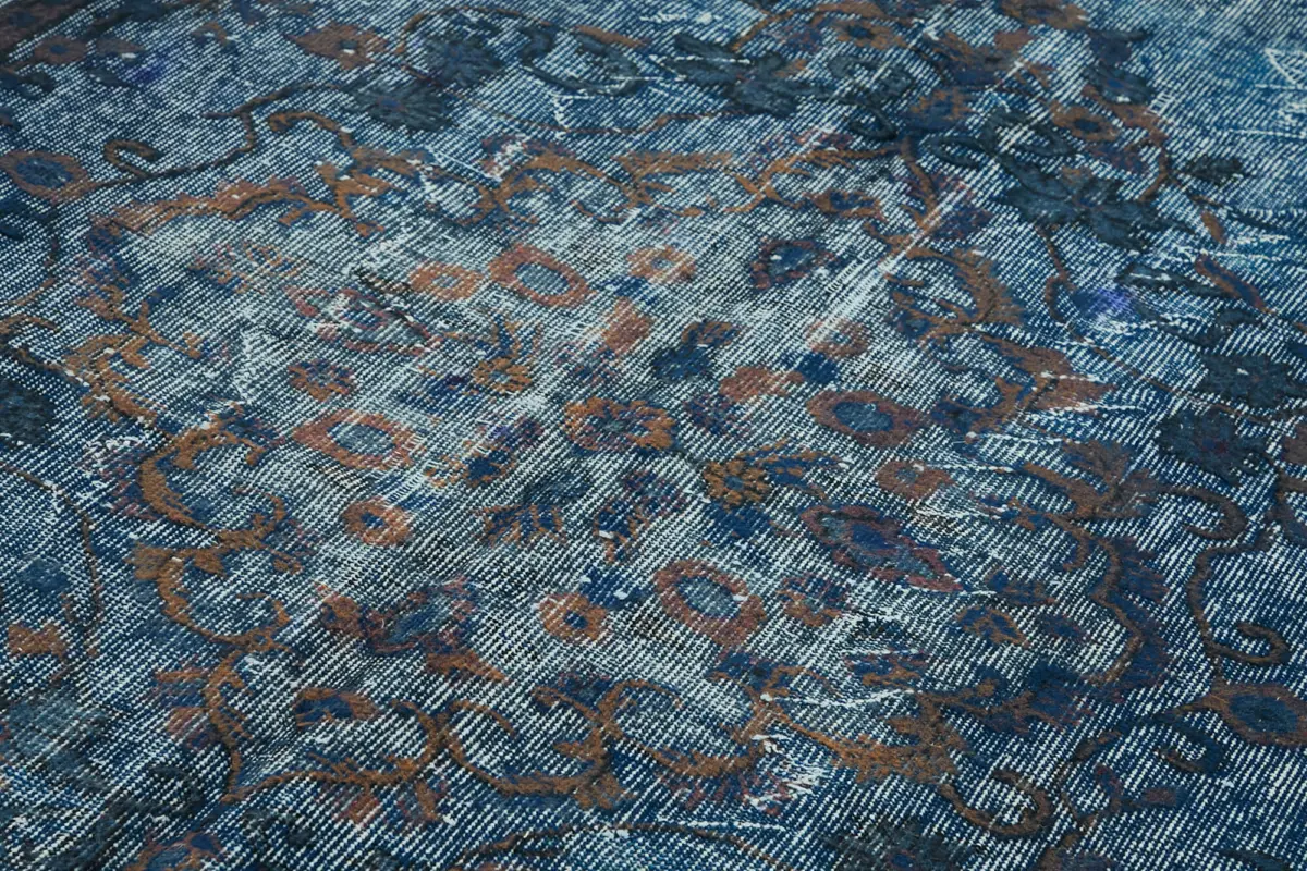 Oyma Mavi Pamuk Üzerine Yün El Dokuma Kilim-171x286 - Görsel 5