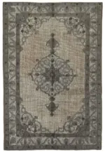 Oyma Gri Pamuk Üzerine Yün El Dokuma Kilim-174x261