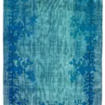 Oyma Turkuaz Pamuk Üzerine Yün El Dokuma Kilim-217x300