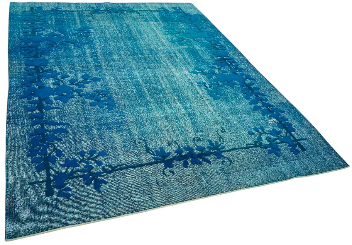 Oyma Turkuaz Pamuk Üzerine Yün El Dokuma Kilim-217x300 - Görsel 2