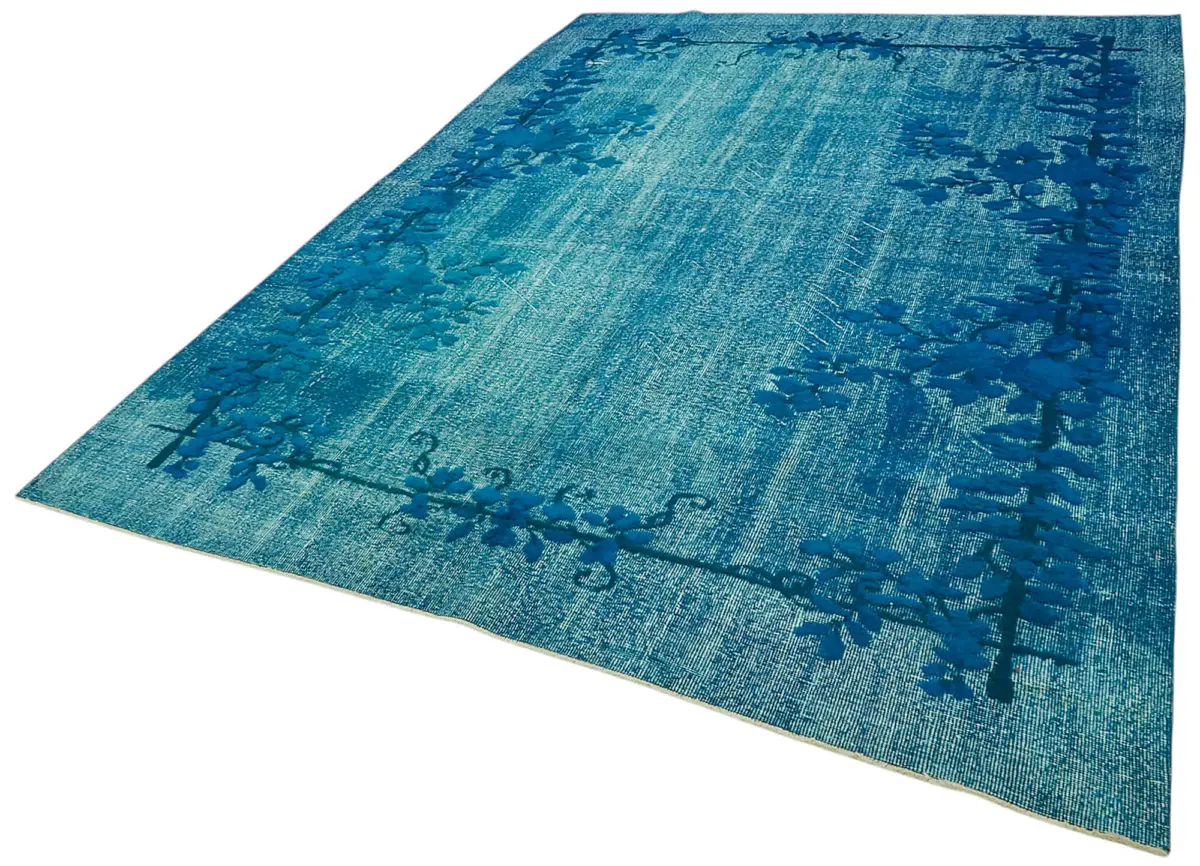 Oyma Turkuaz Pamuk Üzerine Yün El Dokuma Kilim-217x300 - Görsel 3