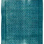 Oyma Turkuaz Pamuk Üzerine Yün El Dokuma Kilim-194x289