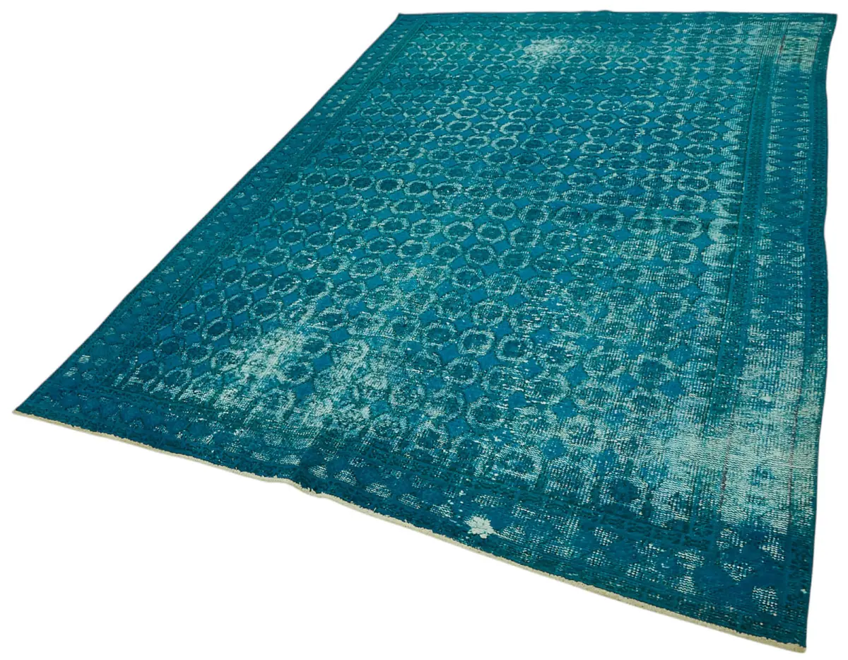 Oyma Turkuaz Pamuk Üzerine Yün El Dokuma Kilim-194x289 - Görsel 3