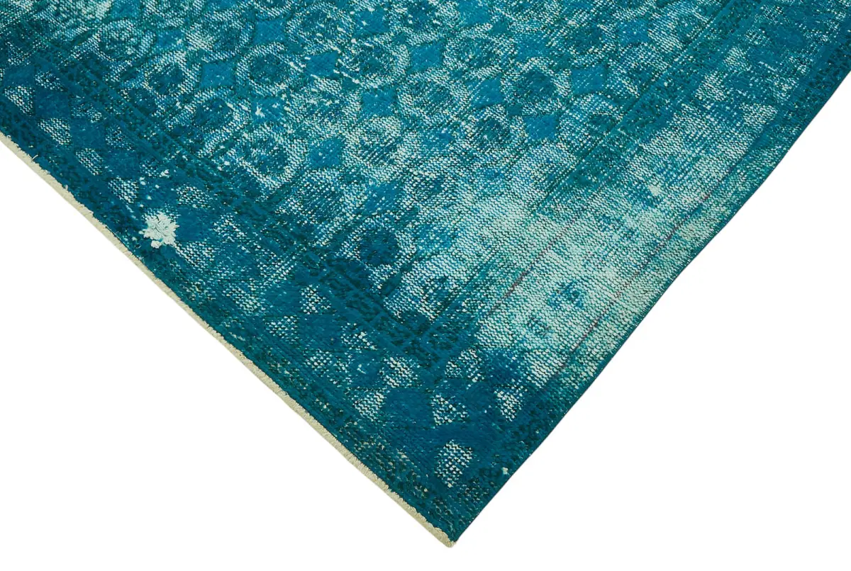 Oyma Turkuaz Pamuk Üzerine Yün El Dokuma Kilim-194x289 - Görsel 4