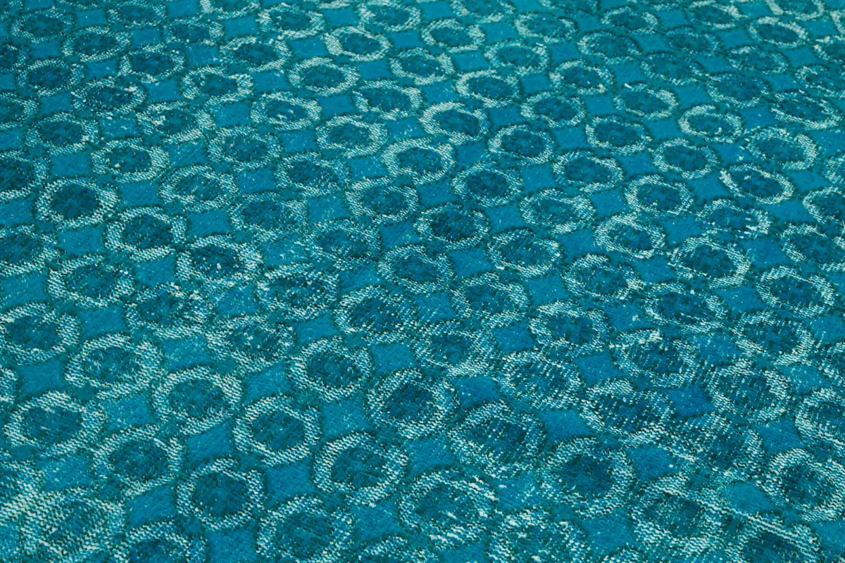 Oyma Turkuaz Pamuk Üzerine Yün El Dokuma Kilim-194x289 - Görsel 5