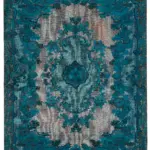 Oyma Mavi Pamuk Üzerine Yün El Dokuma Kilim-210x295