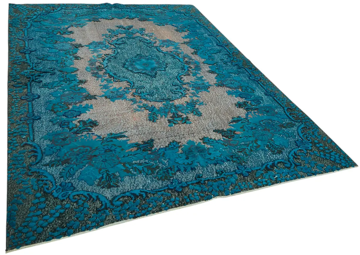 Oyma Mavi Pamuk Üzerine Yün El Dokuma Kilim-210x295 - Görsel 2