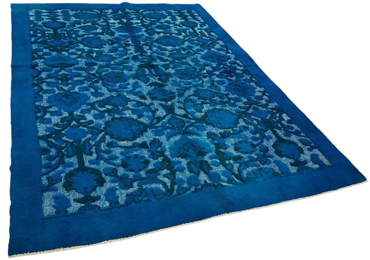 Oyma Mavi Pamuk Üzerine Yün El Dokuma Kilim-197x290 - Görsel 2