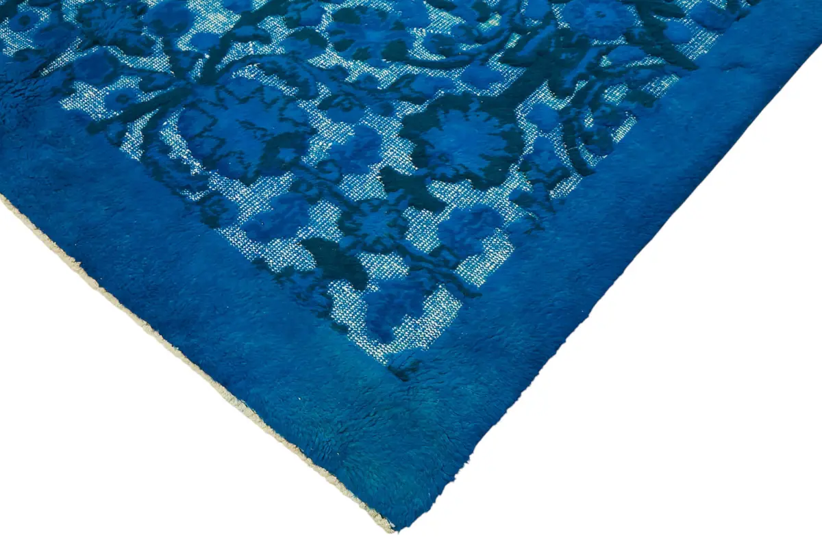 Oyma Mavi Pamuk Üzerine Yün El Dokuma Kilim-197x290 - Görsel 4