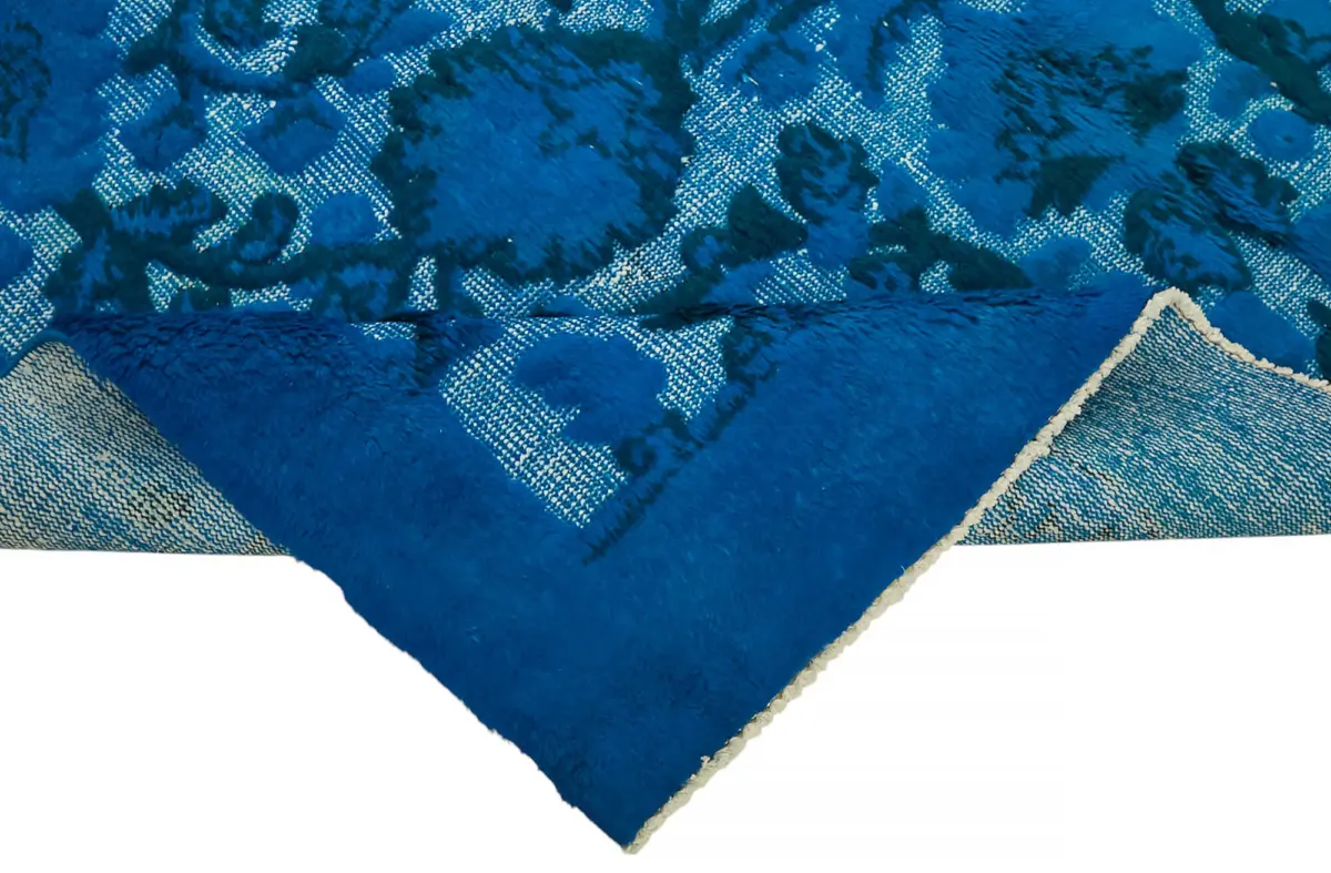 Oyma Mavi Pamuk Üzerine Yün El Dokuma Kilim-197x290 - Görsel 6